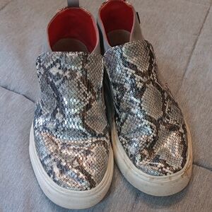Womens Hey Dude Silver Snake Print Slip-On Shoes